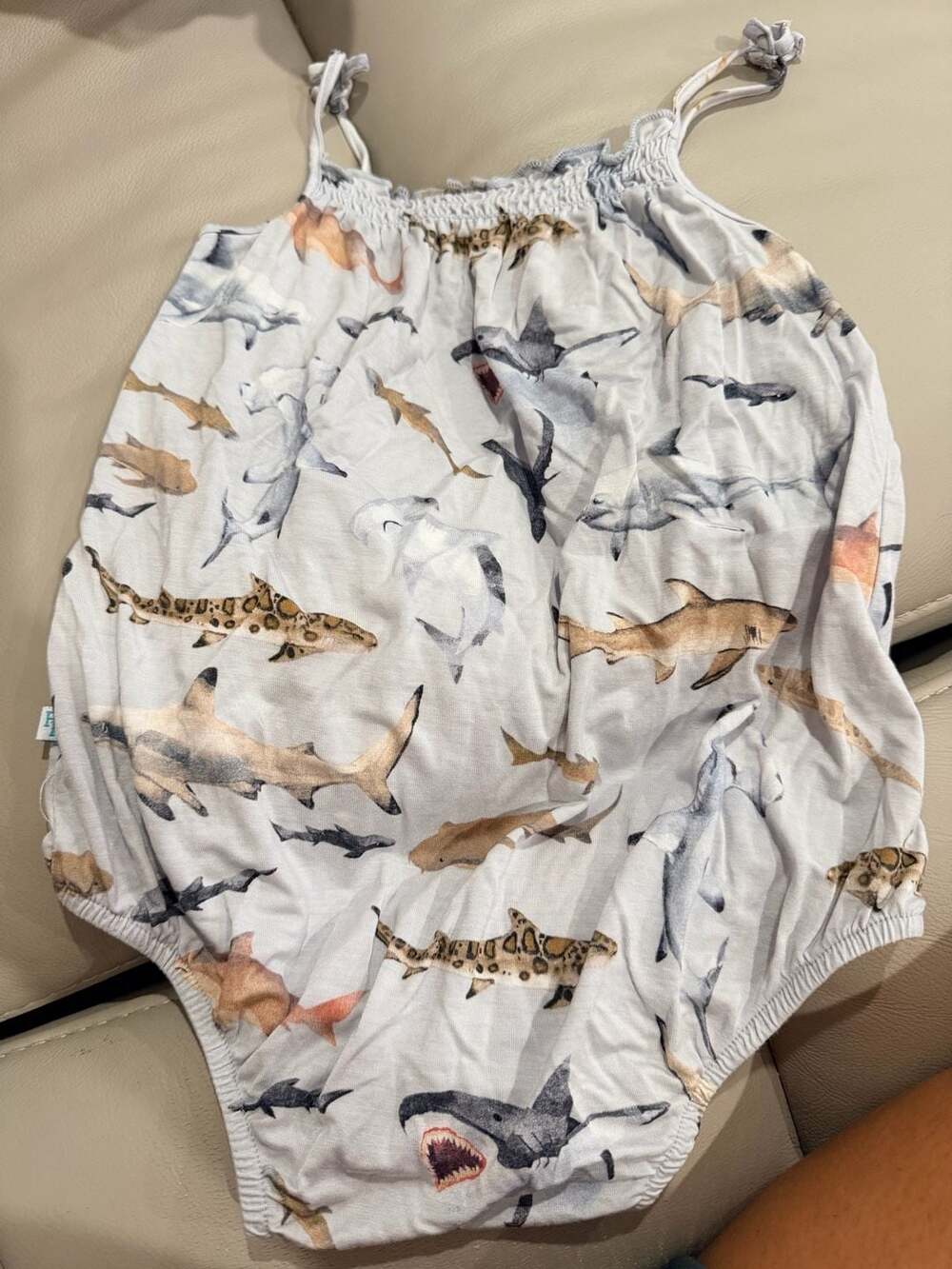Posh Peanut Maverick Shark Print Bubble Romper 18-24 Months